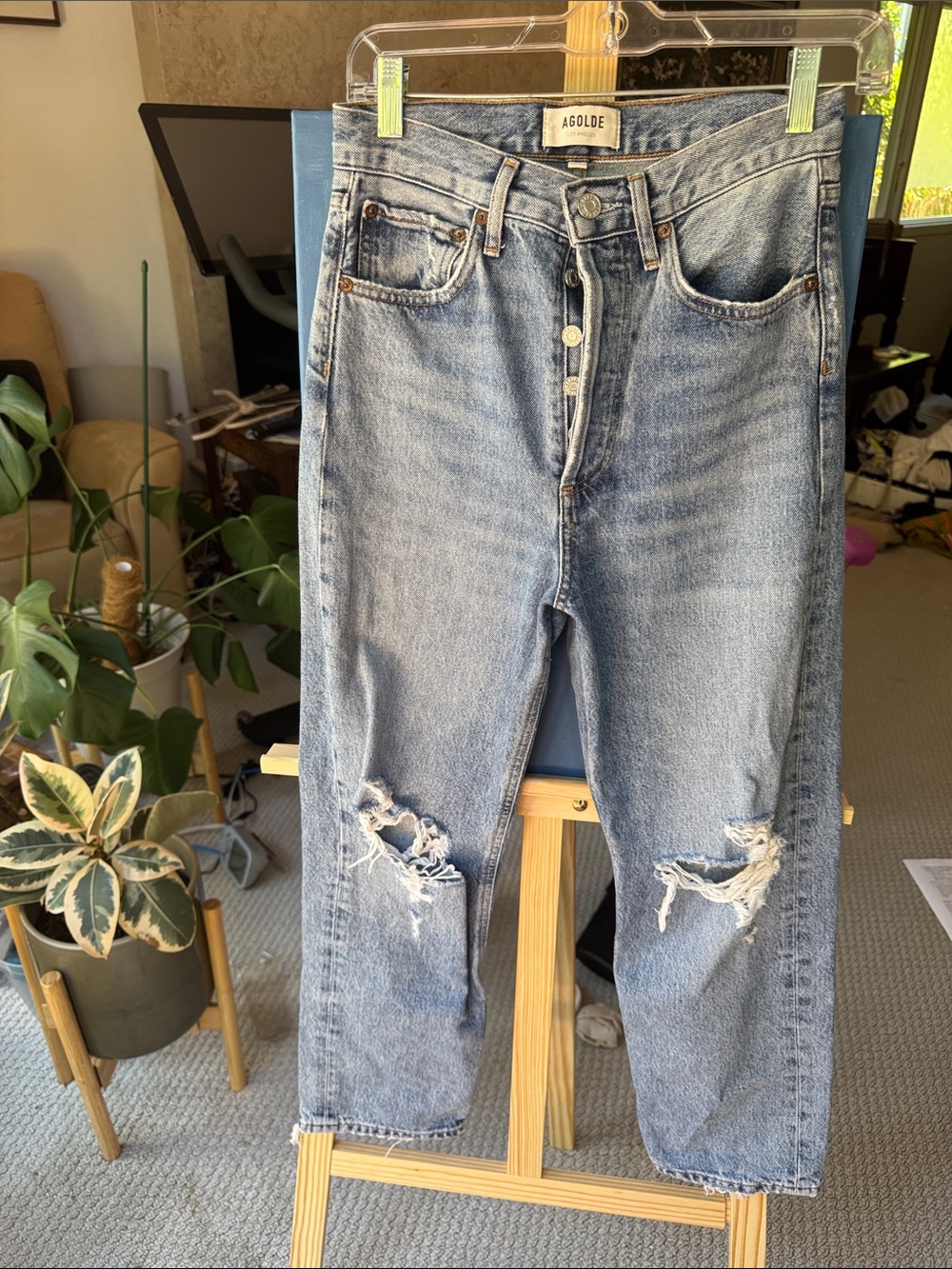 Agolde Light Blue Distressed Ankle Jeans